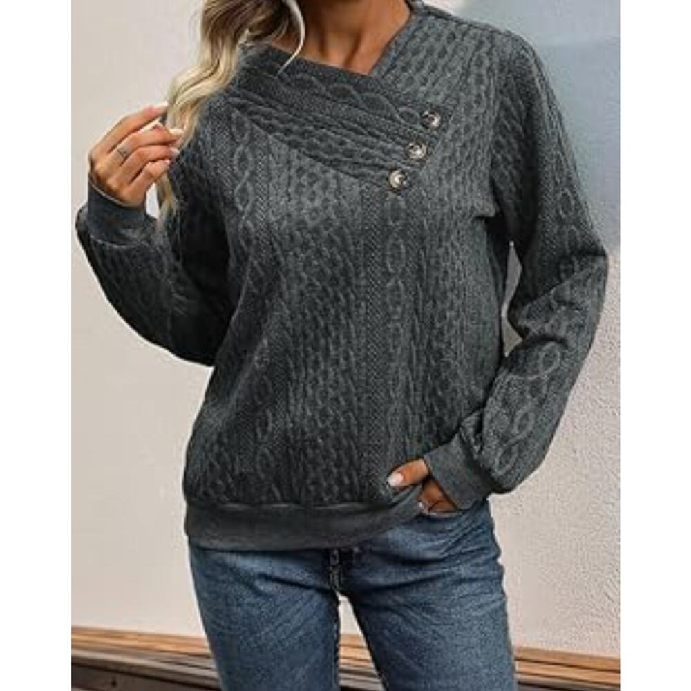 Amazon Gray Size XXL Textured Cable Knit Top Poly Span Blend NWOT